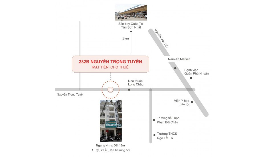 Cho thuê nhà Mặt Tiền đường Nguyễn Trọng Tuyển giá 29 triệu, 64m2 gần sân bay Tân Sơn Nhất